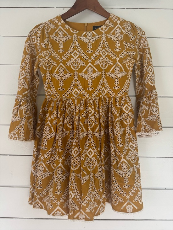 Bardot Other - Bardot girls mustard yellow eyelet dress with bell sleeves. Size: 10